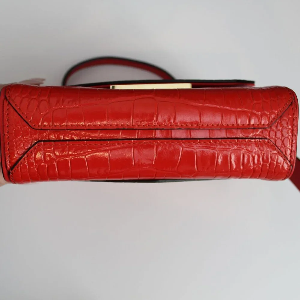 Givenchy Eden Top Handle Bag Crocodile Embossed Leather Mini Red - Picture 9 of 12